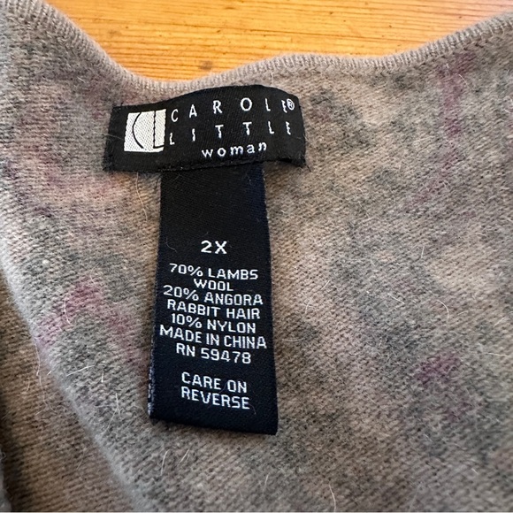 Carole Little Sweater Womens 2X Brown Paisley Cardigan Wool Angora Blend - Picture 7 of 8